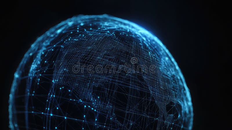 Digital earth globe displaying luminous interconnected lines and dots, representing a boundless global network and advanced technology for data transfer and communication in cyberspace. Blockchain network analysis stock images, royalty-free photos and pictures
