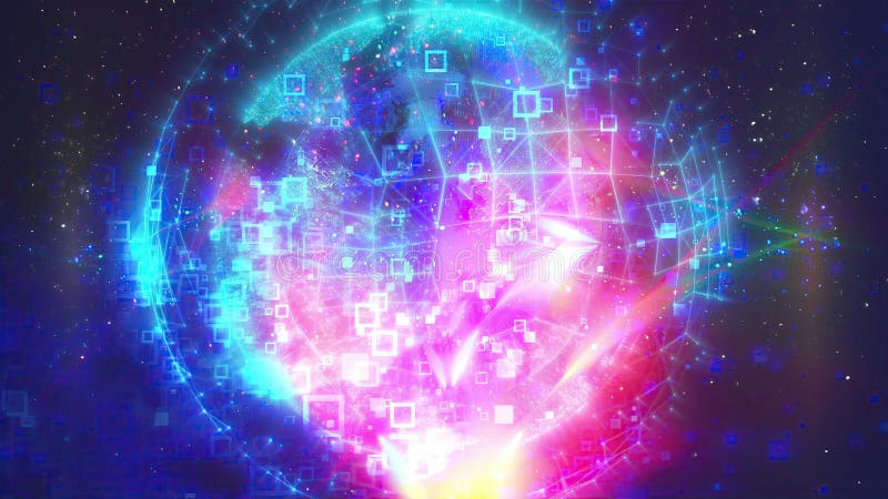 Digital Earth with lights vector illustration