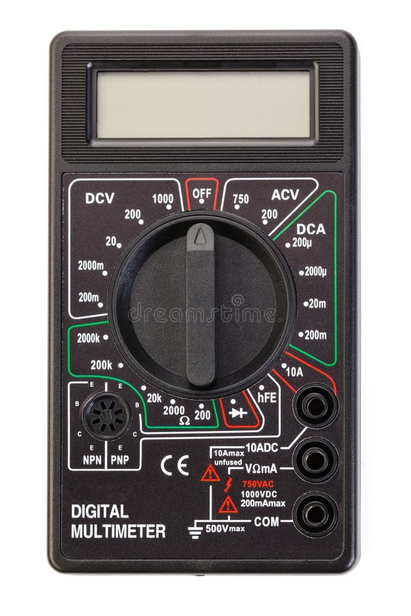 Digital Electrical Tester Multimeter in Black Case Isolated on White