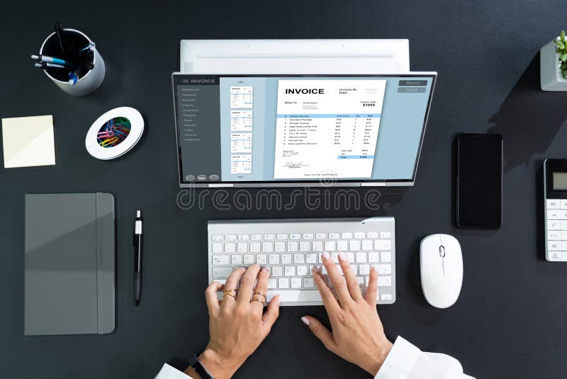 Digital Electronic Bill and Accountant E Invoice Stock Image Image of