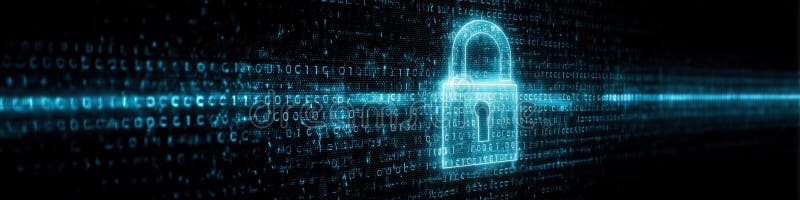 Digital Encryption Concept: Unlocked Padlock in Fiery Binary Code Data stock images