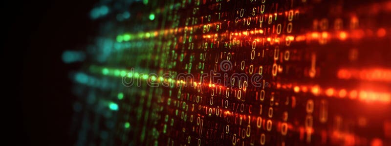 Digital Encryption Concept: Unlocked Padlock in Fiery Binary Code Data royalty free stock image