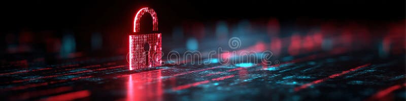Digital Encryption Concept: Unlocked Padlock in Fiery Binary Code Data royalty free stock photography