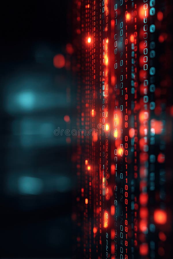 Digital Encryption Concept: Unlocked Padlock in Fiery Binary Code Data royalty free stock photos