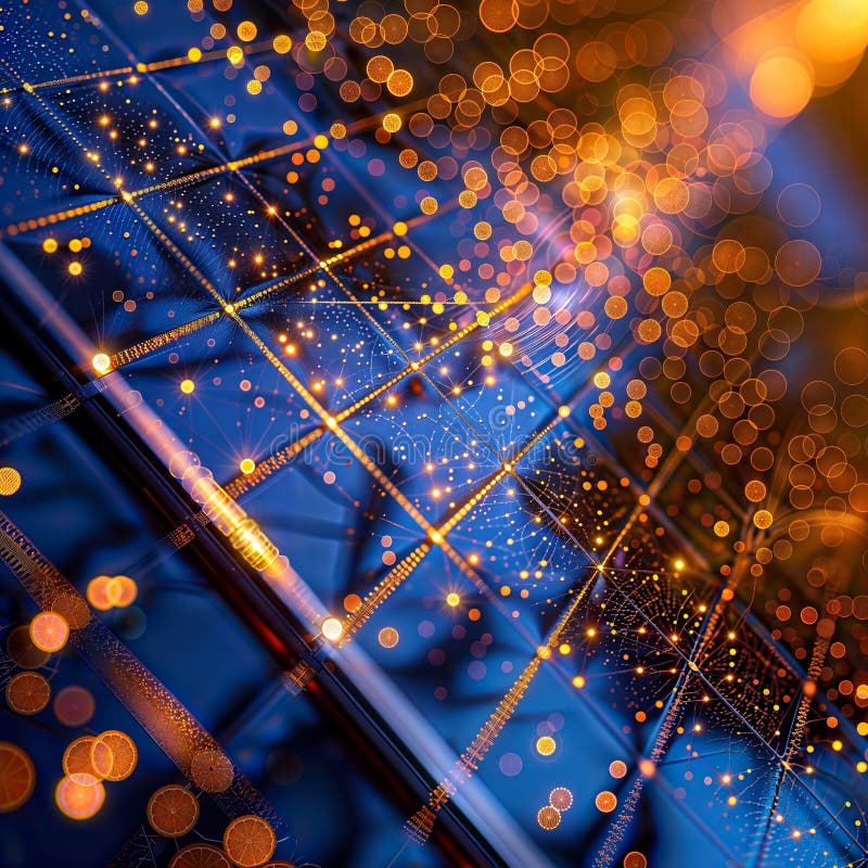 Glowing Digital Energy Network with Interconnected Nodes, generative ai royalty free illustration