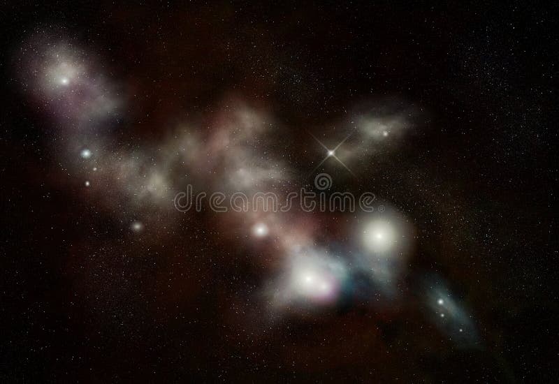 Digital erstelltes starfield mit kosmischem Nebelfleck vektor abbildung