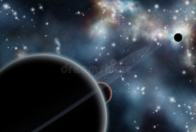 Digital erstelltes starfield mit kosmischem Nebelfleck stock abbildung