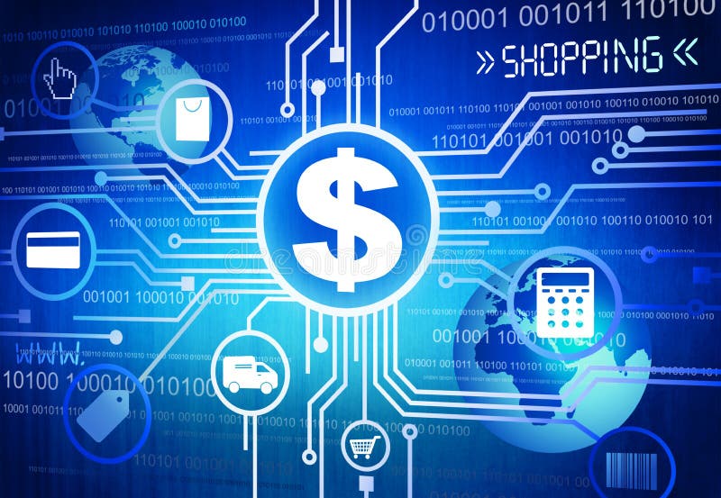 Digital erzeugtes Bild des Einkaufskonzeptes lizenzfreie abbildung