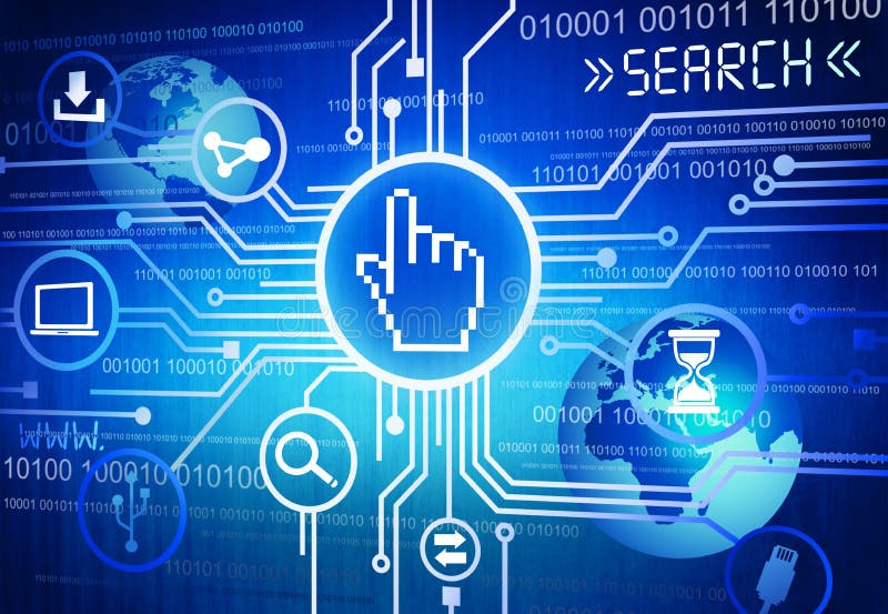 Digital erzeugtes Bild des Suchkonzeptes lizenzfreie abbildung