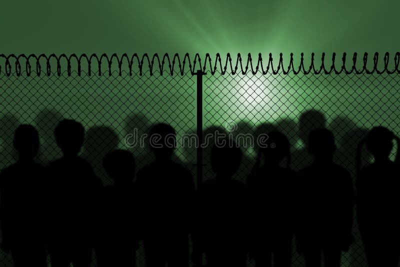Digital erzeugtes Bild des Zauns mit gewundenem Stacheldraht lizenzfreie abbildung