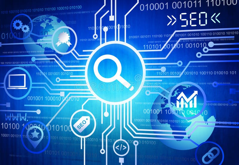 Digital erzeugtes Bild von SEO Concepts lizenzfreie abbildung