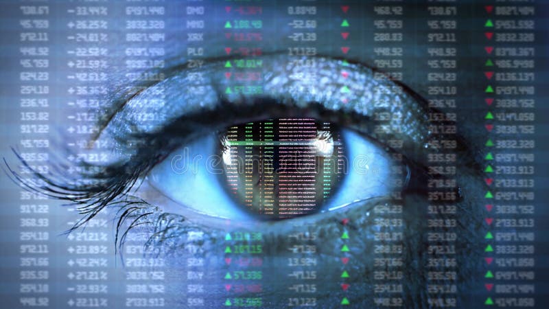 Digital EYE flight through Infographics, stock market, digital graph technology ui futuristic Animation stock video footage