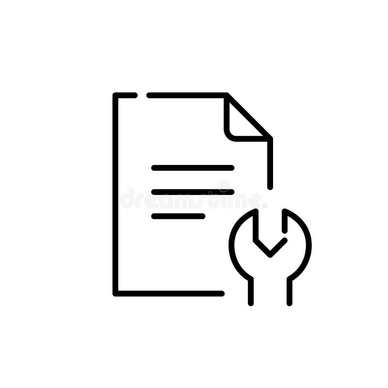 Digital file engineering toolkit. File symbol and wrench. Pixel perfect vector icon vector illustration