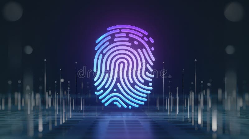 Digital fingerprint symbolizing identity and security in a modern, high-tech environment. vector illustration