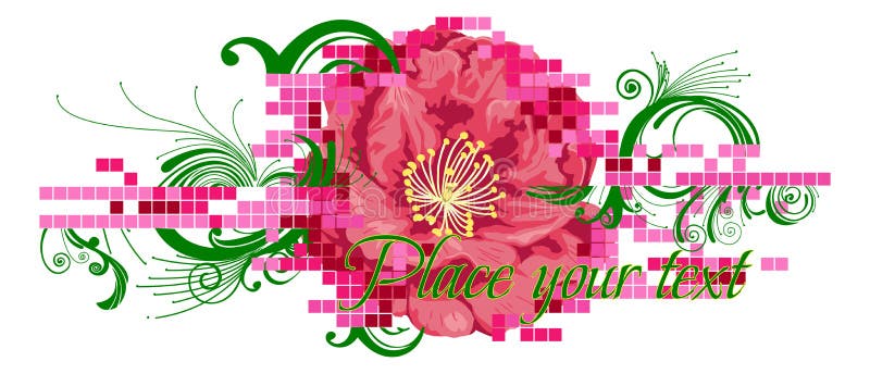 Digital flower banner stock illustration