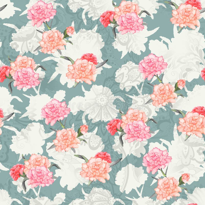 Digital flower pattern print design vector illustration
