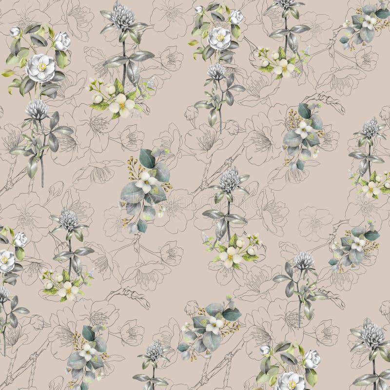 Digital flower pattern print design vector illustration