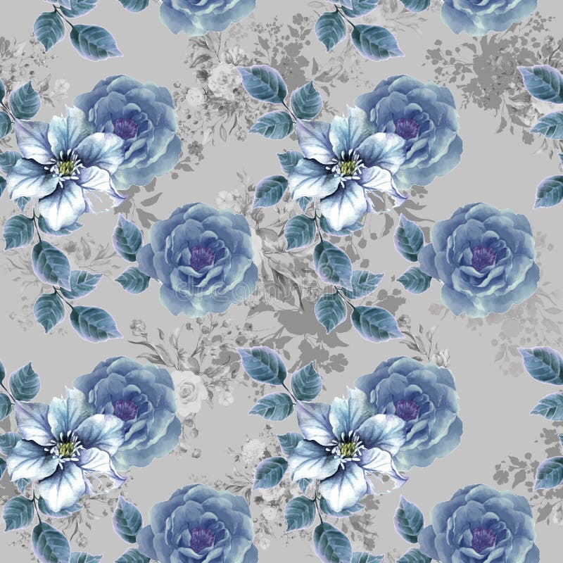Digital flower pattern print design stock illustration