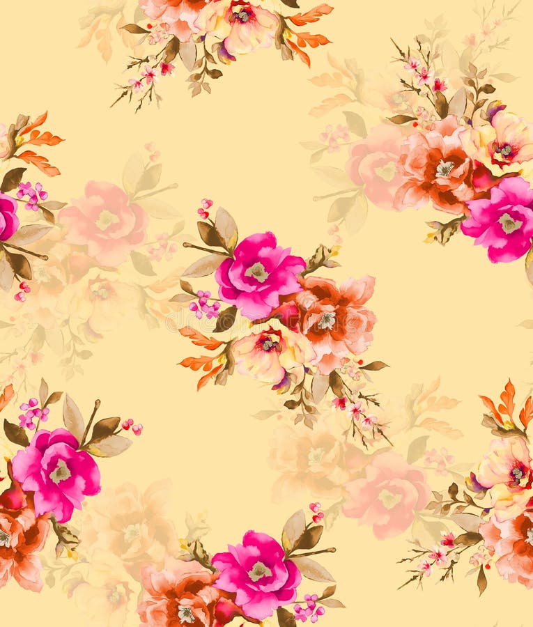 Digital Flower Pattern - Textile Design Biscuit Background royalty free illustration