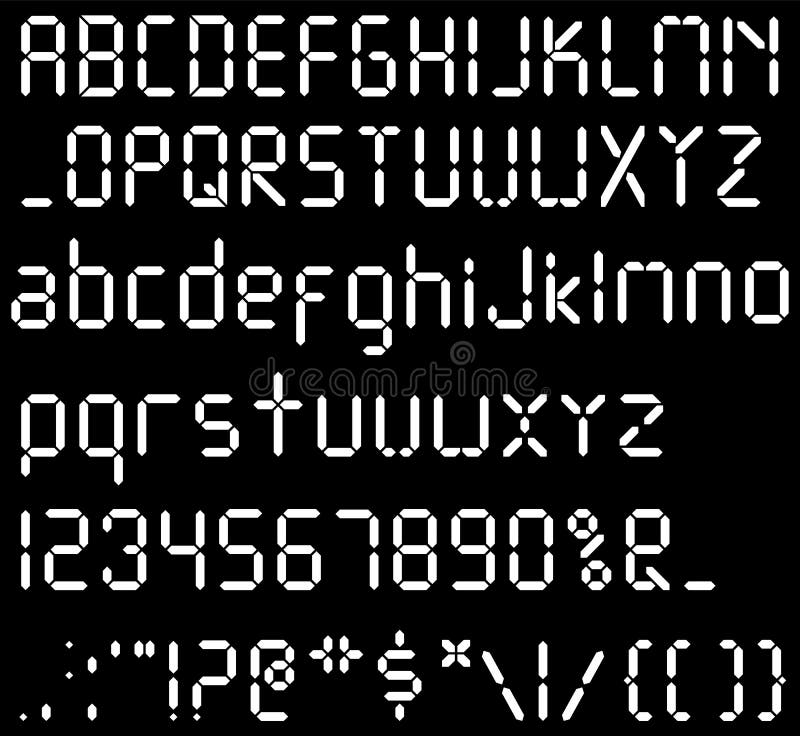 Digital Font. Alarm Clock Letters. Numbers And Letters Set ...