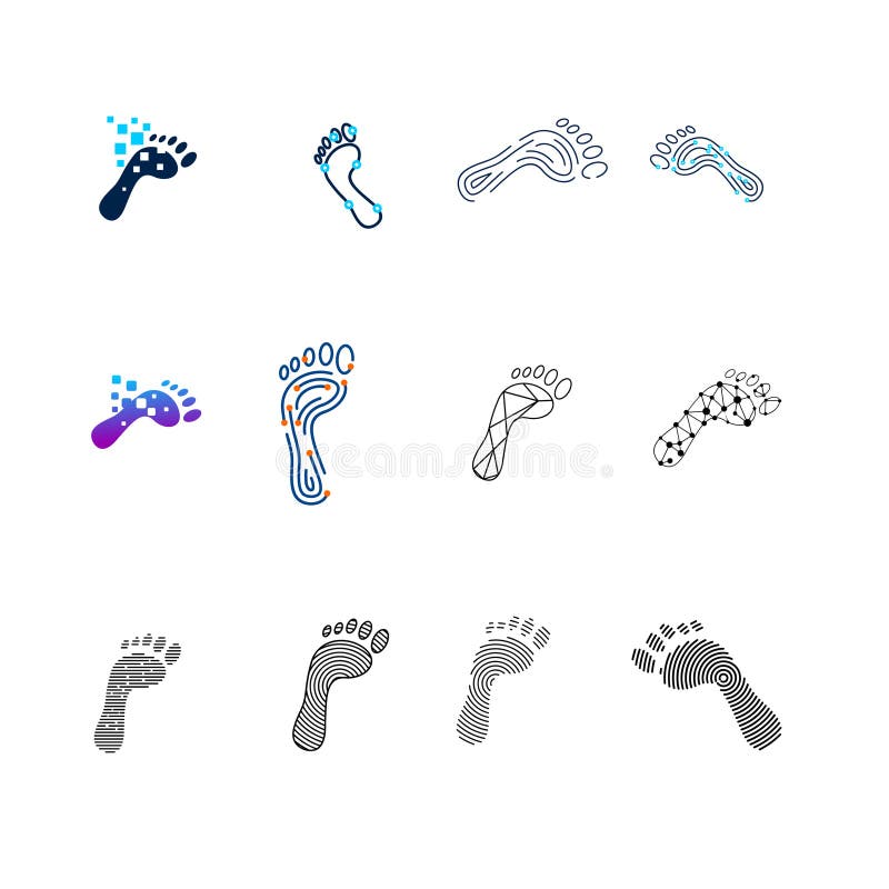 Digital Footprint Logo Icon Design Illustration Set Stock Illustration
