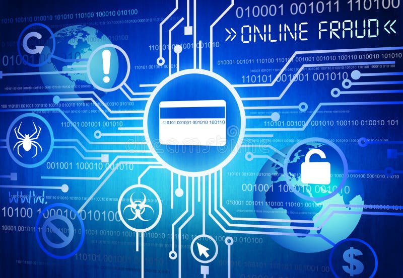 Digital frambragd bild av online-bedrägeribegreppet vektor illustrationer