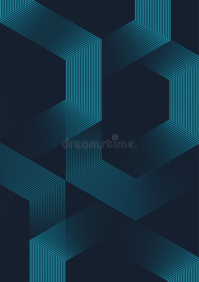 Digital futuristic technology concept with hexagons. Digital hexagonal blue abstract background. Geometric stripe line vector illustration