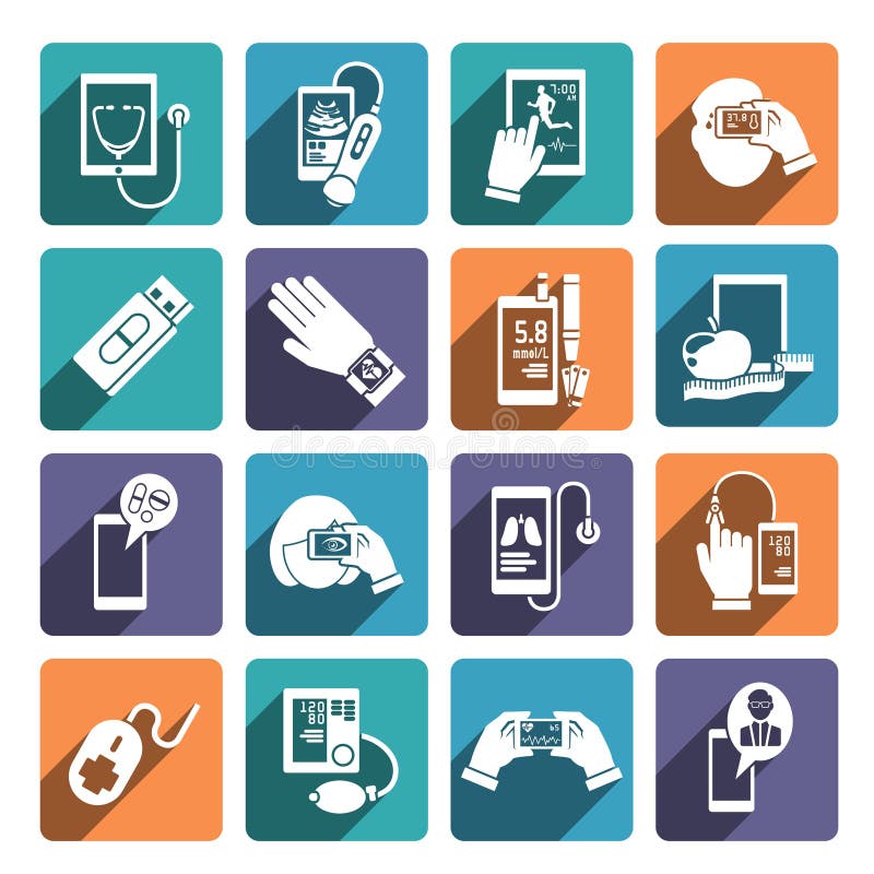 Digital-Gesundheitsikonen eingestellt vektor abbildung Digital-Gesundheitsikonen eingestellt vektor abbildung