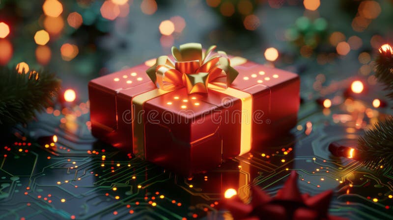 Un cadou digital sub forma unui microcip stock illustration