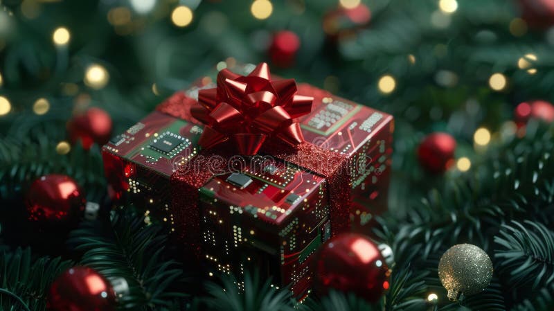 Un cadou digital sub forma unui microcip vector illustration