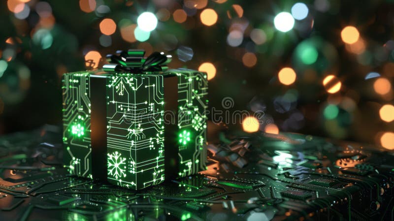 Un cadou digital sub forma unui microcip stock illustration