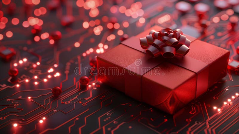 Un cadou digital sub forma unui microcip stock illustration