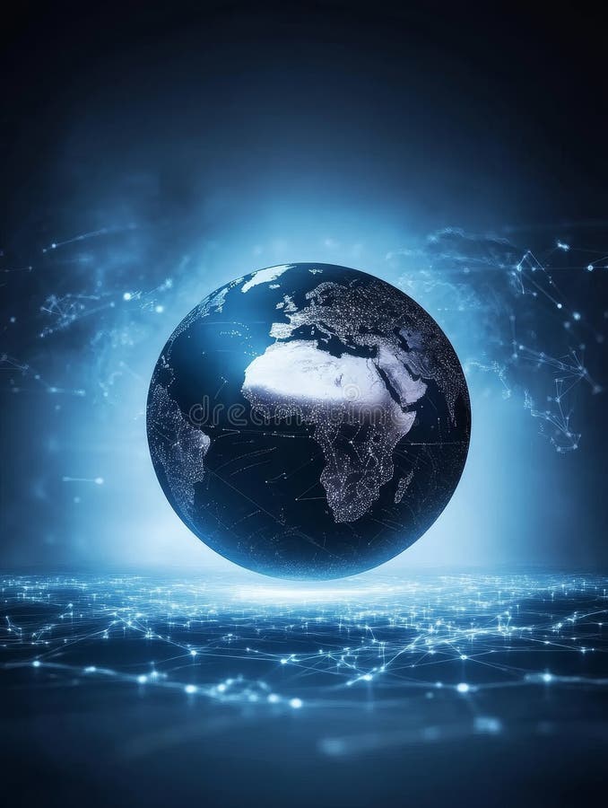 Digital Globe Africa Networked World Global network digital connections technological advancement data flow worldwide vector illustration
