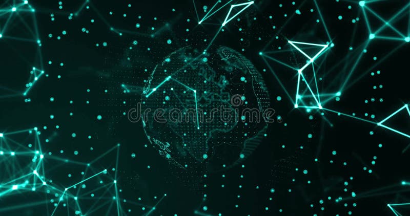 Digital globe with connecting lines and dots, futuristic network image stock photo
