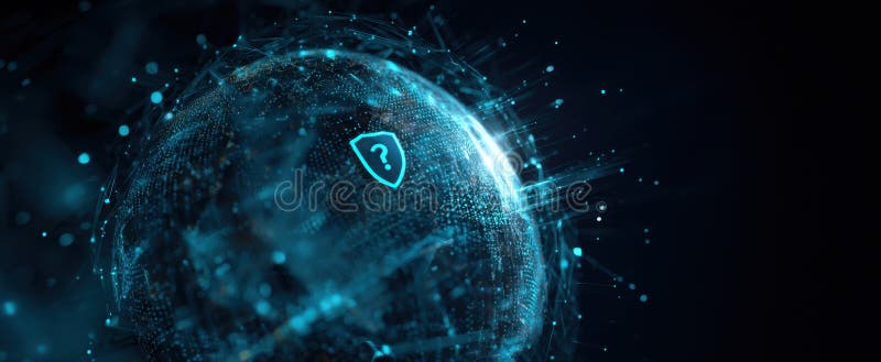 The Digital Globe Highlighting Security and Mysterious Elements in Cyber Technology. image stock image.