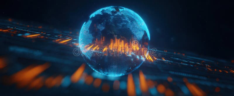 The Digital Globe Illustrating Connectivity and Data Visualization in a Futuristic World. image royalty free stock photography.