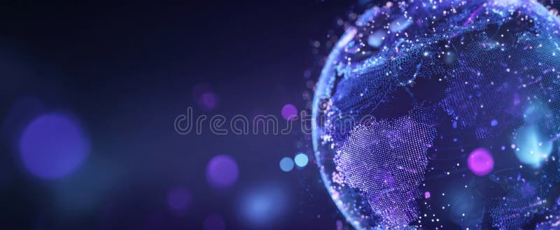 The digital globe showcasing a vibrant abstract universe with glowing connections. image royalty free stock photo.