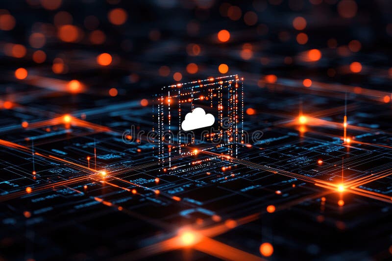 Digital Glowing Network Lines in a Complex Web royalty free stock photo
