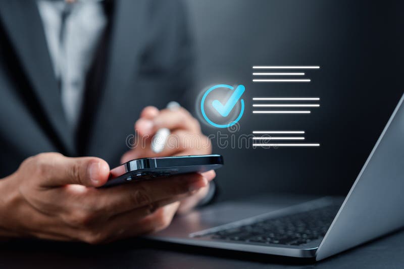 Digital Guarantee Approvement , business checking quality assurance QA or QC management, certification Standardization royalty free stock images