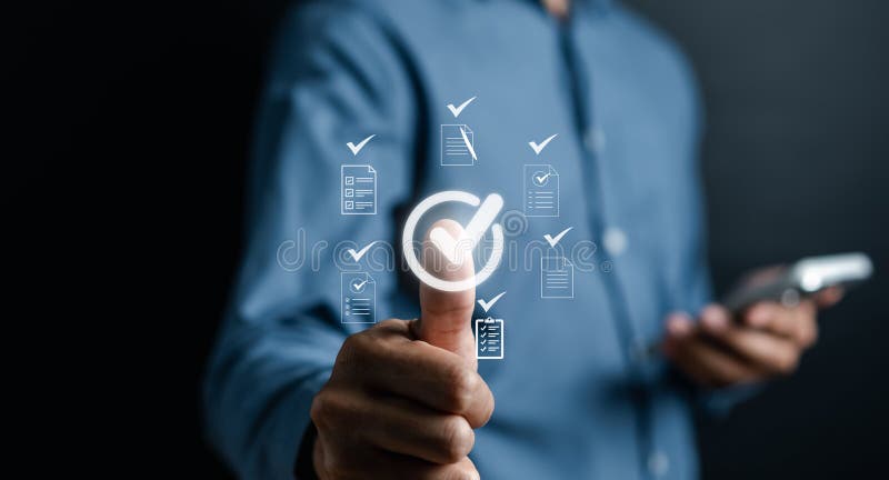 Digital Guarantee Approvement , business checking quality assurance QA or QC management, certification Standardization royalty free stock photography