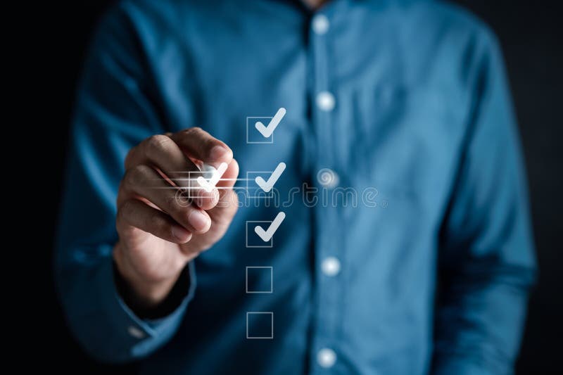 Digital Guarantee Checkmark, business checking quality assurance QA or QC management, certification Standardization, certification. Compliance to regulations service and standards