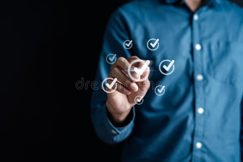 Digital Guarantee Checkmark, business checking quality assurance royalty free stock images