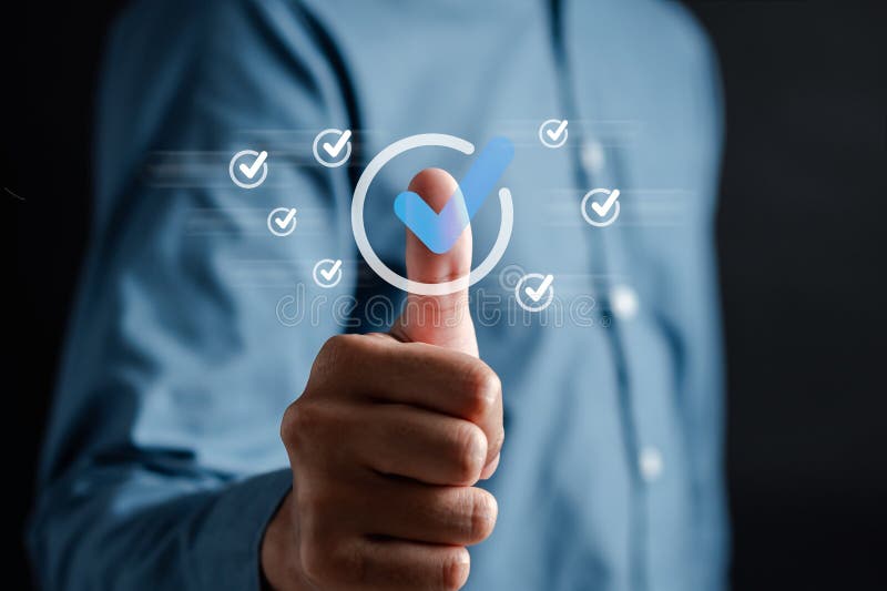 Digital Guarantee Checkmark, business checking quality assurance QA or QC management, certification Standardization, certification royalty free stock images