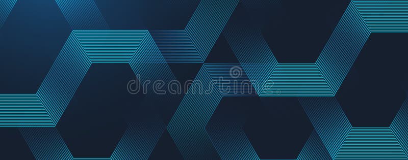 Digital hexagonal blue abstract background. Digital futuristic technology concept with hexagons. Geometric stripe line vector illustration