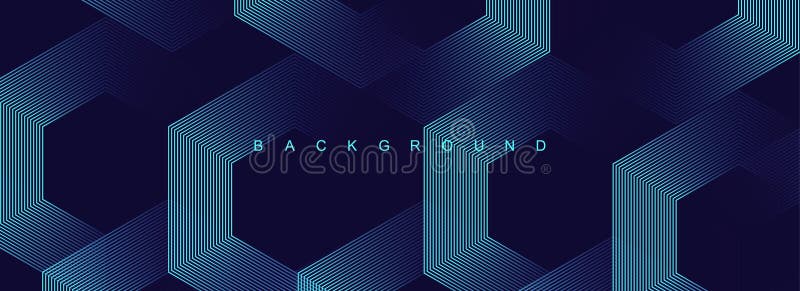 Digital hexagonal blue abstract background. Digital futuristic technology concept with hexagons. Geometric stripe line vector illustration