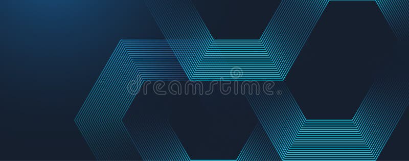 Digital hexagonal blue abstract background. Digital futuristic technology concept with hexagons. Geometric stripe line vector illustration