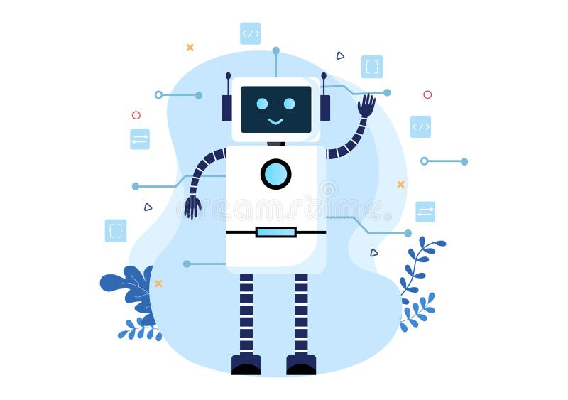Digital hjärnteknik och teknik med artificiell intelligens och teknik med programmeringsdata eller system i vetenskapligt sammanha vektor illustrationer