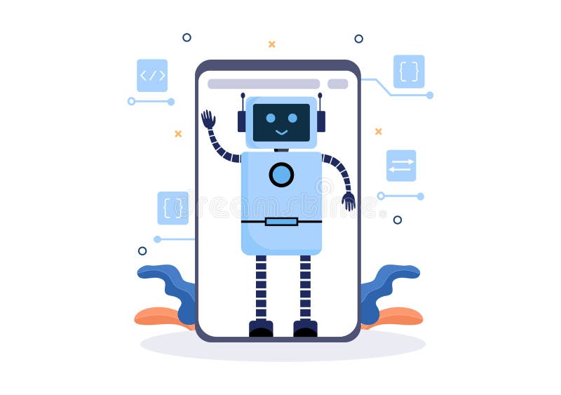 Digital hjärnteknik och teknik med artificiell intelligens och teknik med programmeringsdata eller system i vetenskapligt sammanha stock illustrationer