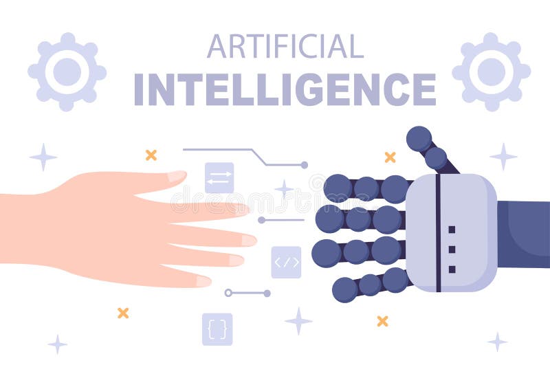 Digital hjärnteknik och teknik med artificiell intelligens och teknik med programmeringsdata eller system i vetenskapligt sammanha royaltyfri illustrationer