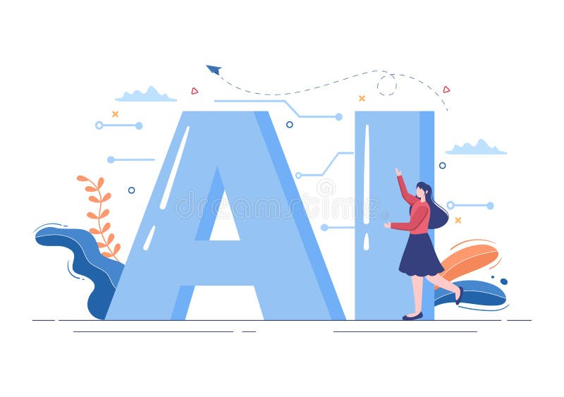 Digital hjärnteknik och teknik med artificiell intelligens och teknik med programmeringsdata eller system i vetenskapligt sammanha royaltyfri illustrationer